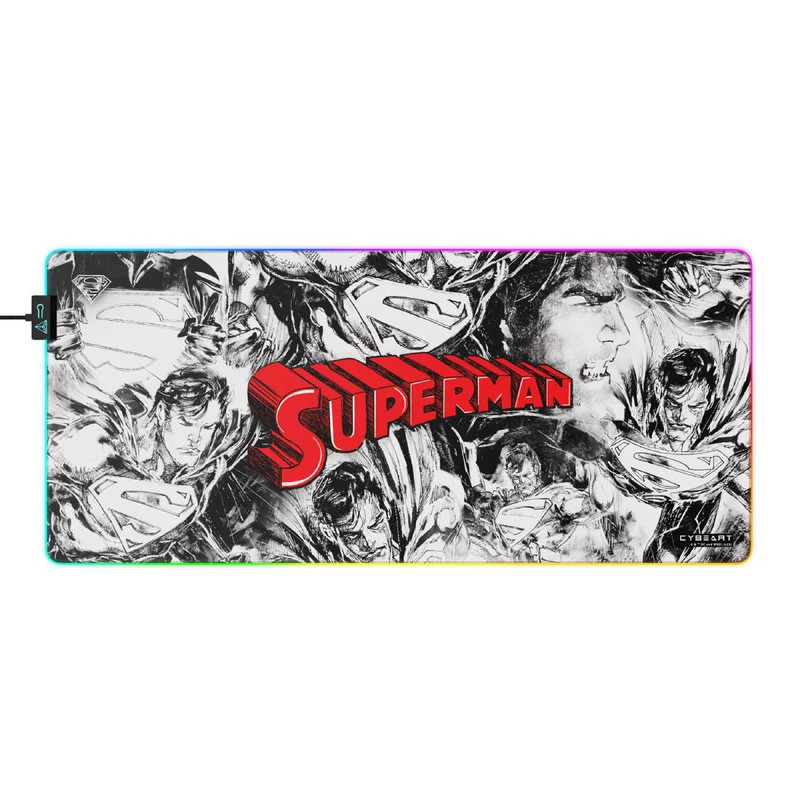 Cybeart Licensed Superman RGB Aurora XXL Gaming MousePad - Superman Edition - حصيرة فأرة